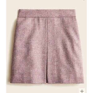 J. Crew Women's Size 2 Wool Pleated Mini Skirt In English Birds Eye Tweed Purple